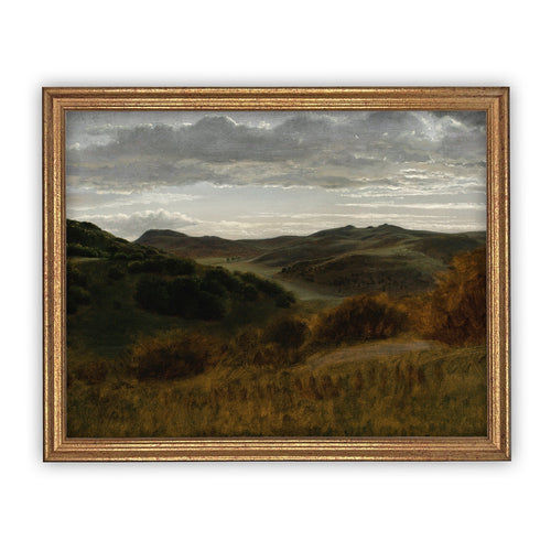 Vintage Framed Canvas Art // Framed Vintage Print // Vintage Oil Painting // Fall Winter Landscape // Farmhouse print //#LAN-129