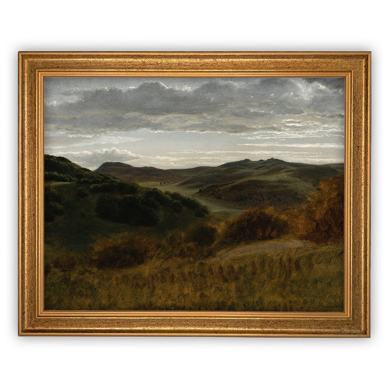 Vintage Framed Canvas Art // Framed Vintage Print // Vintage Oil Painting // Fall Winter Landscape // Farmhouse print //#LAN-129