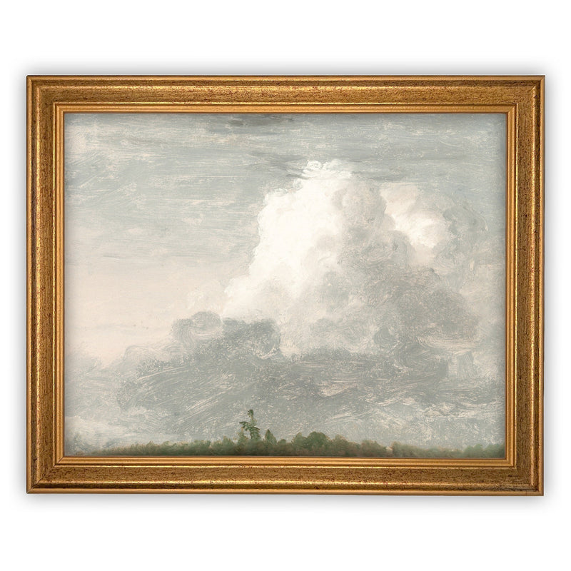 Vintage Framed Canvas Art // Framed Vintage Print // Vintage Painting // Cloud Study Landscape // Farmhouse print //#LAN-200