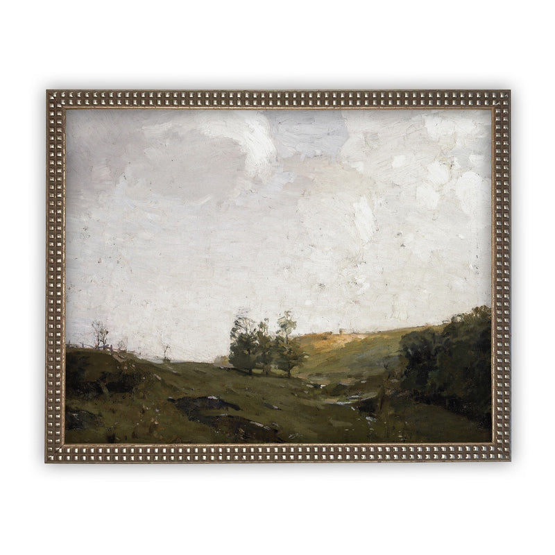 Vintage Framed Canvas Art  // Framed Vintage Print // Vintage Painting // Vintage Green Landscape // Farmhouse print //#LAN-184