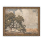 Vintage Framed Canvas Art // Framed Vintage Print // Vintage Oak Tree Oil Painting // Vintage Green Landscape // Farmhouse Art //#LAN-201