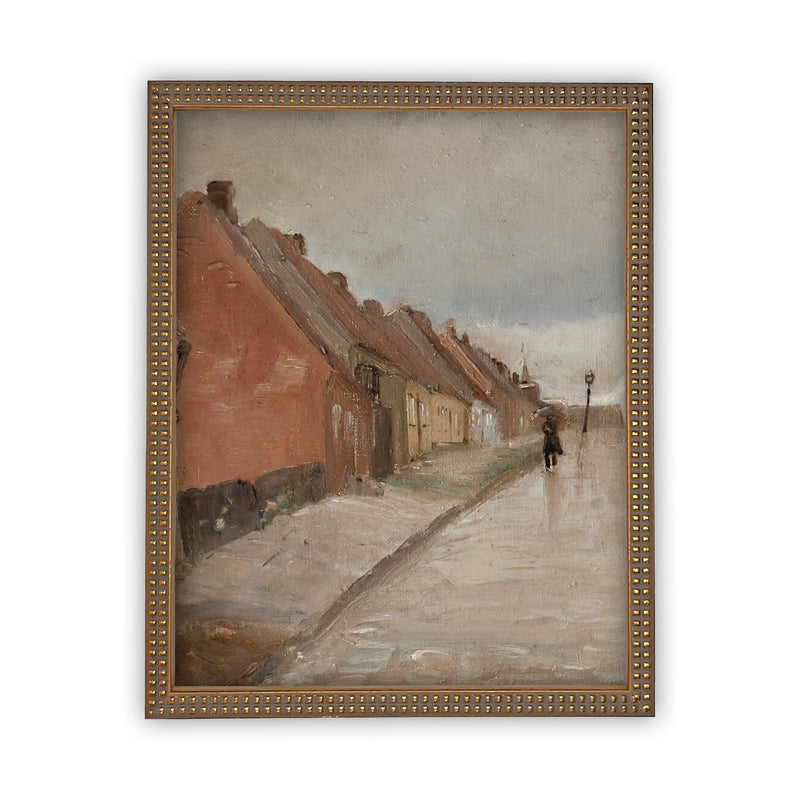 Vintage Framed Canvas Art  // Framed Vintage Print // Vintage Painting // European City Landscape Art // Farmhouse print //#ARC-115
