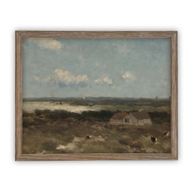 Vintage Framed Canvas Art  // Framed Vintage Print // Vintage Painting // Country Landscape // Farmhouse print //#LAN-186