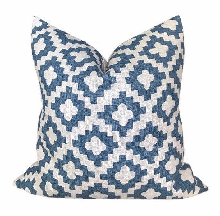 Peter Dunham OUTDOOR Pillow Cover // Peterazzi in Indigo // Designer Outdoor Pillow// Indigo Blue Pillows // Sunbrella Outdoor Pillow