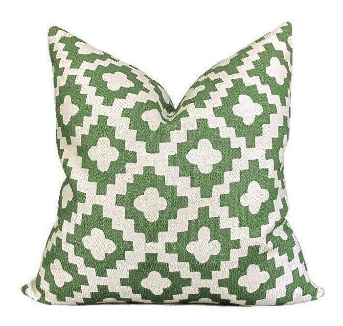 Peter Dunham OUTDOOR Pillow Cover // Peterazzi in Green  // Designer Outdoor Pillow// Green Outdoor Pillows // Sunbrella Outdoor Pillow