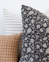 READY TO SHIP 20X20 Designer "Cotati" Raven Floral Pillow Cover // Black White Pillow Cover // Modern Farmhouse // Floral Block Pillows