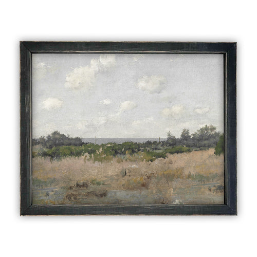 Vintage Framed Canvas Art // Framed Vintage Print // Vintage Spring Painting // Muted Landscape Art// Farmhouse Oil Painting //#LAN-192