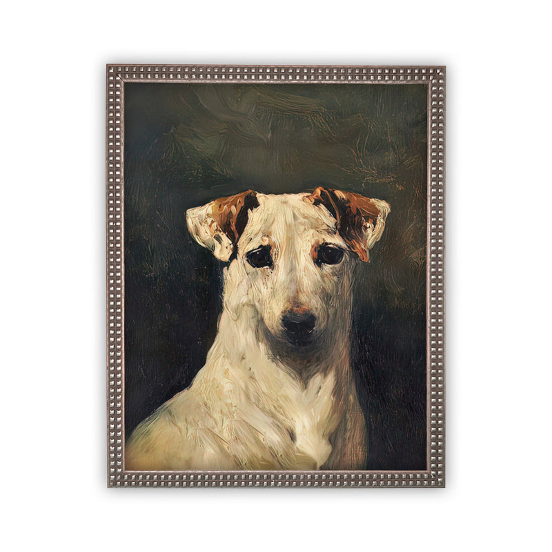 Vintage Framed Canvas Art // Framed Vintage Print // Vintage Dog Oil Painting // Vintage Dog Art // Boys Room or Nursery Print //#A-157