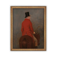Vintage Framed Canvas Art // Framed Vintage Print // Vintage Oil Painting // Gentleman On Horseback Painting // Farmhouse Art //#A-158