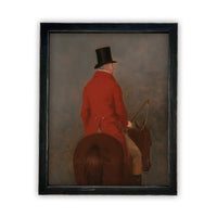 Vintage Framed Canvas Art // Framed Vintage Print // Vintage Oil Painting // Gentleman On Horseback Painting // Farmhouse Art //#A-158