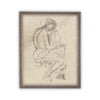 Vintage Framed Canvas Art // Framed Vintage Print // Vintage Painting // Vintage Portrait Sketch // Neutral Framed Sketch //#P-531