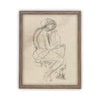 Vintage Framed Canvas Art // Framed Vintage Print // Vintage Painting // Vintage Portrait Sketch // Neutral Framed Sketch //#P-531