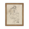 Vintage Framed Canvas Art // Framed Vintage Print // Vintage Painting // Vintage Portrait Sketch // Neutral Framed Sketch //#P-531