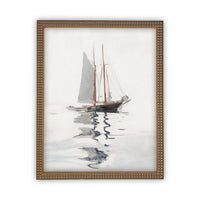 Vintage Framed Canvas Art // Framed Vintage Print // Vintage Sailboat Painting // Boating Art // Beach House Print //#LAN-202