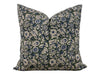 Designer "Solana" Floral Pillow Cover // Olive Green, Blue and Cream Pillow Cover
