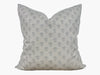 Designer "Wheatland" Block Print Pillow Cover //Gray Blue Pillow Cover // Boutique Pillow Covers // Modern Farmhouse