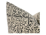 Designer "Escalon" Block Print Handloom Pillow Cover // Black Cream Pillow Cover