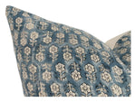 Designer "Perris" Floral Pillow Cover // Blue Gray and Natural Pillow Cover // Boutique Pillow Covers // Modern Farmhouse