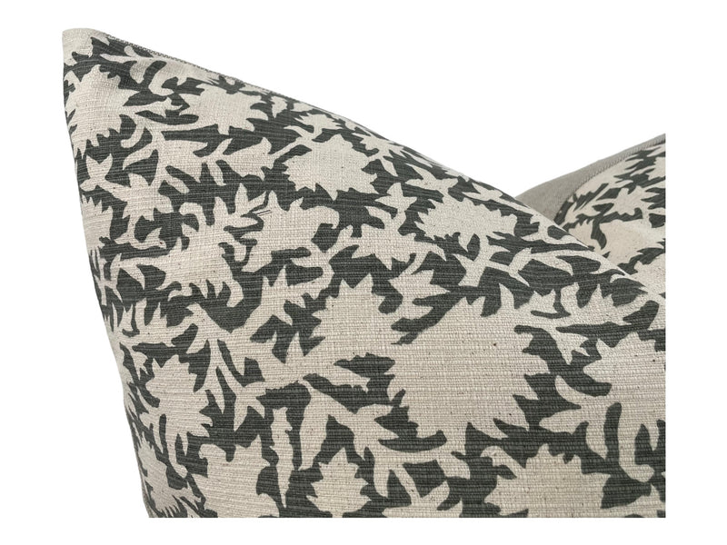 Designer "Willows" Floral Pillow Cover // Olive Green and Cream Pillow Cover
