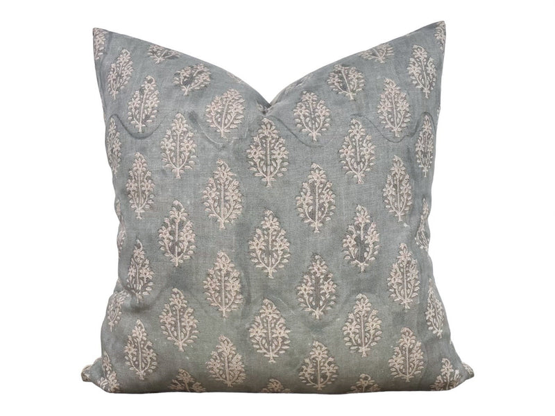 Designer "Selma" Sahara Motif Blue Pillow Cover // Floral Block Print Blue Pillow Cover // Botanical Pillow Covers