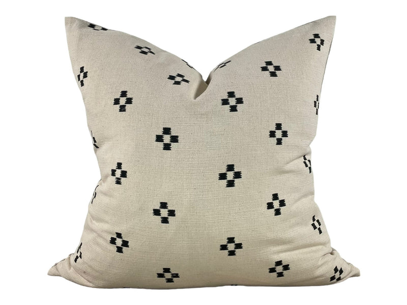 Designer "Belvedere" Chiangmai Native Cotton Pillow Cover // Black Cotton Batik Pillow // Modern Farmhouse Pillows