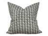 Designer "Clovis" Block Print Pillow Cover // Gray Blue Pillow Cover // Boutique Pillow Covers // Modern Farmhouse