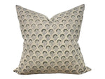 Designer "Indio" Block Print Pillow Cover // Olive and Natural Pillow Cover // Boutique Pillow Covers // Modern Farmhouse