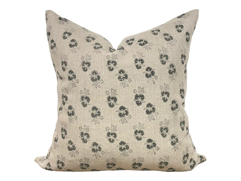 Designer "Rialto" Block Print Pillow Cover // Olive Green and Natural Pillow Cover // Boutique Pillow Covers // Modern Farmhouse