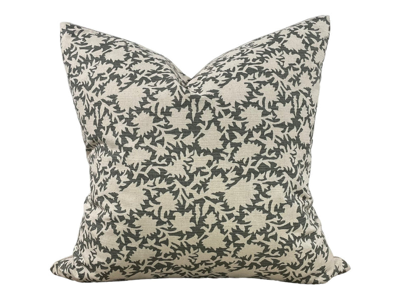 Designer "Willows" Floral Pillow Cover // Olive Green and Cream Pillow Cover // Boutique Pillow Covers // Modern Farmhouse