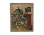 Vintage Framed Canvas Art // Framed Vintage Christmas Print // Vintage Painting // Christmas Tree // Farmhouse print //#CH-319