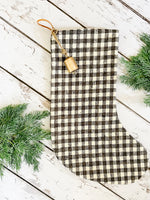 Vintage Inspired Reindeer Linen Print Christmas Stockings | Trendy Christmas Stocking | Modern Farmhouse Christmas Stockings | High End