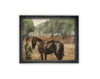 Vintage Framed Canvas Art // Framed Vintage Print // Vintage Painting // Horse and Rider Equestrian Art // Farmhouse print //#A-165