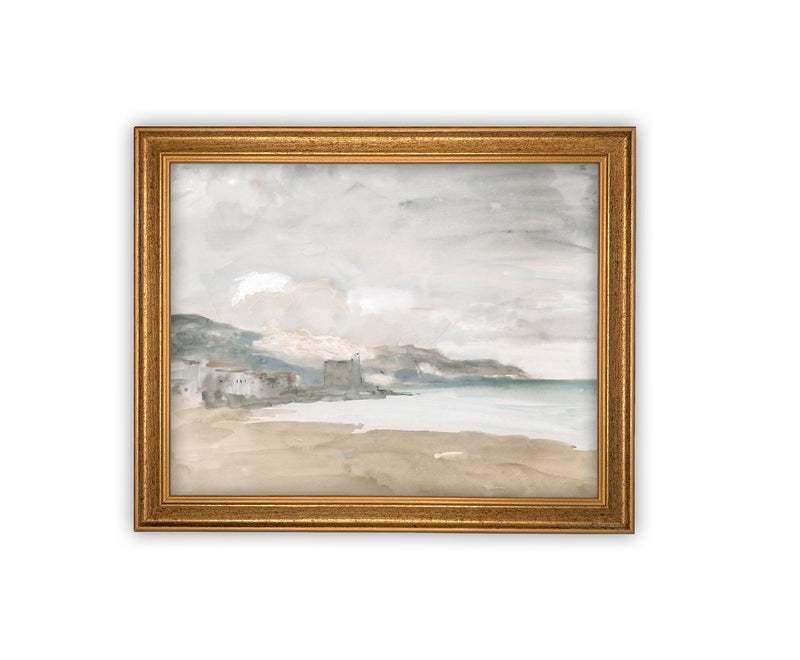 Vintage Framed Canvas Art // Framed Vintage Print // Vintage Framed Oil Painting // Coastal Beach Art // Beach House Print // #COAS-124