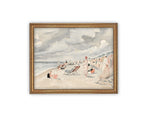 Vintage Framed Canvas Art // Framed Vintage Print // Vintage Framed Oil Painting // Coastal Beach Art // Beach House Print // #COAS-125