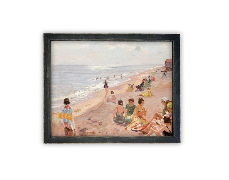 Vintage Framed Canvas Art // Framed Vintage Print // Vintage Framed Oil Painting // Coastal Beach Art // Beach House Print // #COAS-127