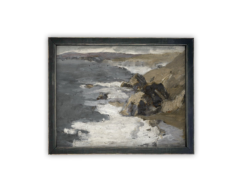 Vintage Framed Canvas Art // Framed Vintage Print // Vintage Painting // Beach House Seascape Coastal Art// #COAS-129