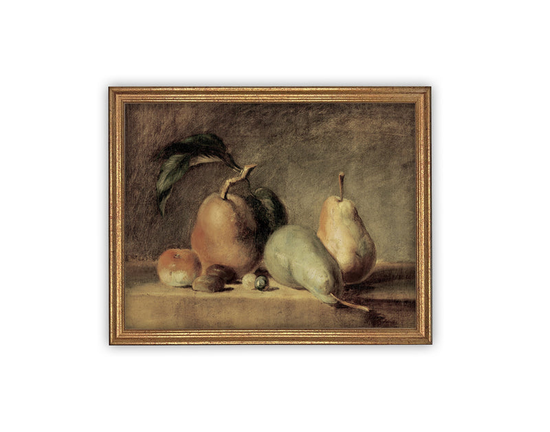 Vintage Framed Canvas Art // Framed Vintage Print // Vintage Fruit Painting // Still Life Kitchen Painting // Farmhouse print //#ST-618