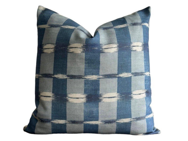 Indigo Ikat OUTDOOR Pillow Cover // Designer Outdoor Pillow// Indigo Blue Pillows // Sunbrella Outdoor Pillow