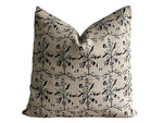 Designer Sailor Floral Pillow Cover // Blue Black Natural Pillow Cover // Teal Turquoise Boutique Pillow Covers // Modern Farmhouse
