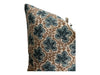 READY TO SHIP 20X20 Designer Logan Floral Block Print Pillow Cover // Blue Brown Natural Pillow // Boutique Pillow // Modern Farmhouse