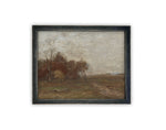 Vintage Framed Canvas Art // Framed Vintage Print // Vintage Painting // Landscape //Farmhouse print //#LAN-216