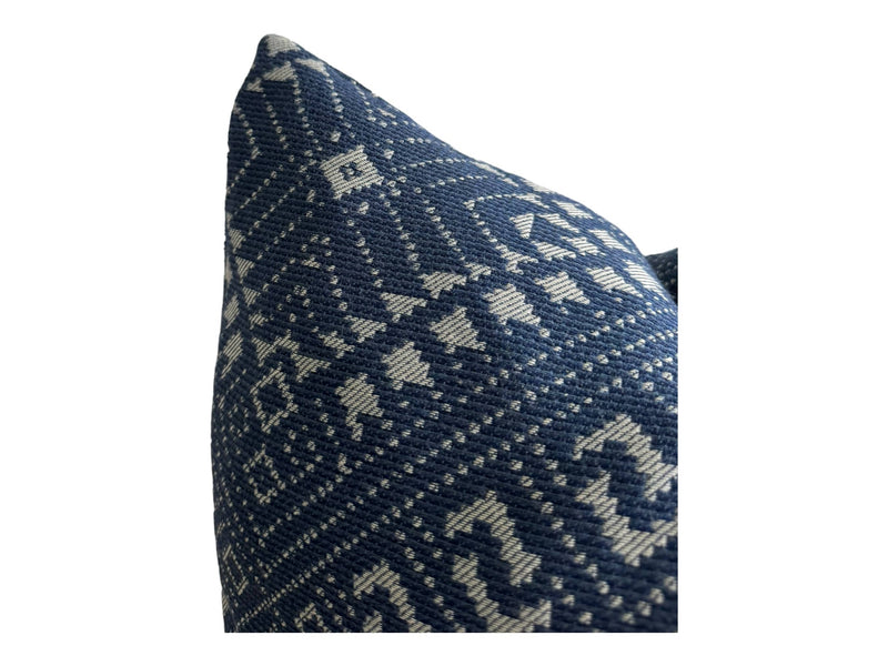 Woven Ikat OUTDOOR Pillow Cover // Designer Outdoor Pillow// Indigo Blue Outdoor Pillows // Sunbrella Outdoor