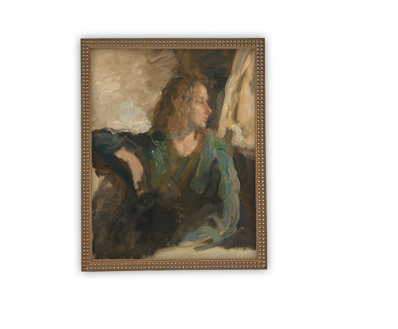 Vintage Framed Canvas Art // Framed Vintage Print // Vintage Painting // Vintage Portrait of a Woman // Farmhouse print //#P-535