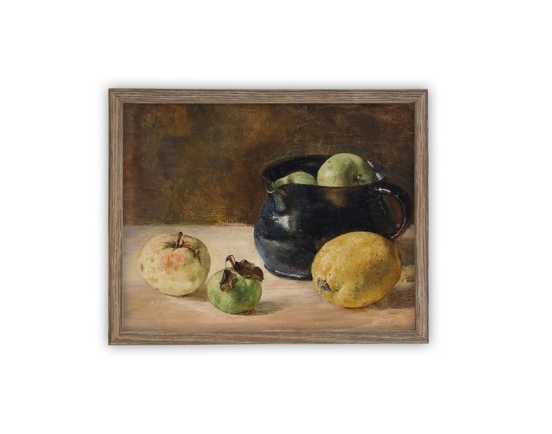 Vintage Framed Canvas Art // Framed Vintage Print // Vintage Fruit Painting // Still Life Kitchen Painting // Farmhouse print //#ST-616
