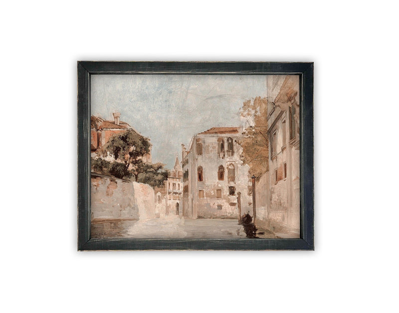 Vintage Framed Canvas Art // Framed Vintage Print // Vintage Painting // European City Landscape Art // Farmhouse print //#ARC-120