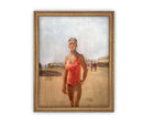 Vintage Framed Canvas Art // Framed Vintage Print // Vintage Beach Women Painting // Coastal Beach Art // Beach House Print // #COAS-130