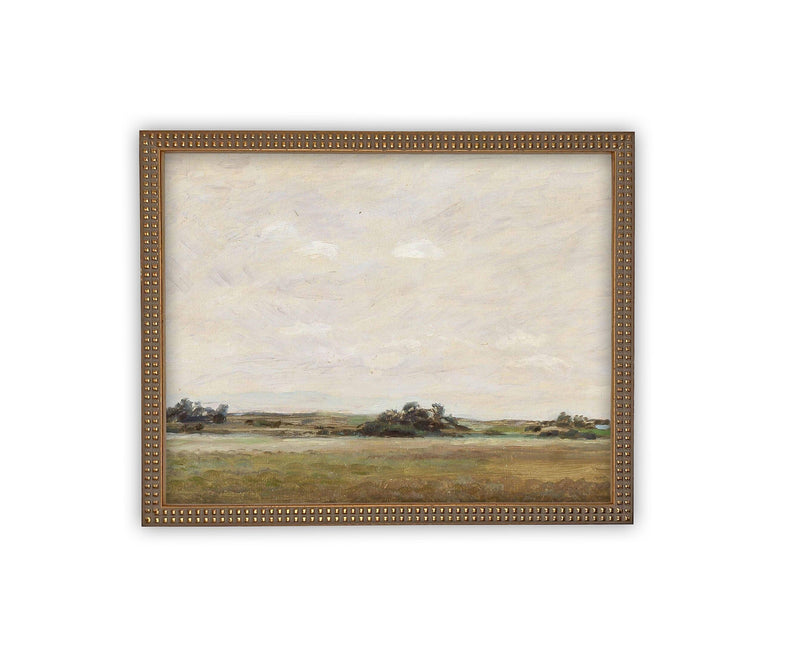Vintage Framed Canvas Art // Framed Vintage Print // Vintage Painting // Vintage Green Landscape // Farmhouse print //#LAN-230