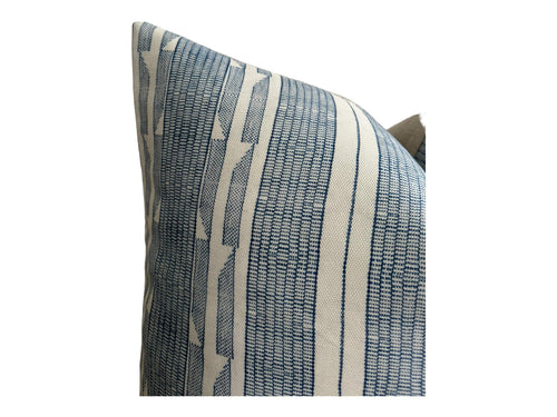 Designer Jennifer Shorto Storck Blue Pillow Cover // Modern Farmhouse Decor Pillow // Ikat Blue Washed Linen Decorative Pillow