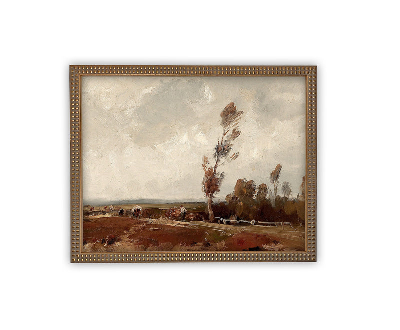 Vintage Framed Canvas Art // Framed Vintage Print // Vintage Painting // Fall Autumn Landscape // Farmhouse print // #LAN-119