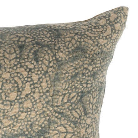 Sicily Pillow Cover in Teal // Modern Farmhouse Decor Pillow // Turquoise Blue Linen Decorative Pillow // Floral Accent Pillow